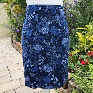 J. Jill Blue Blue Floral Straight Skirt